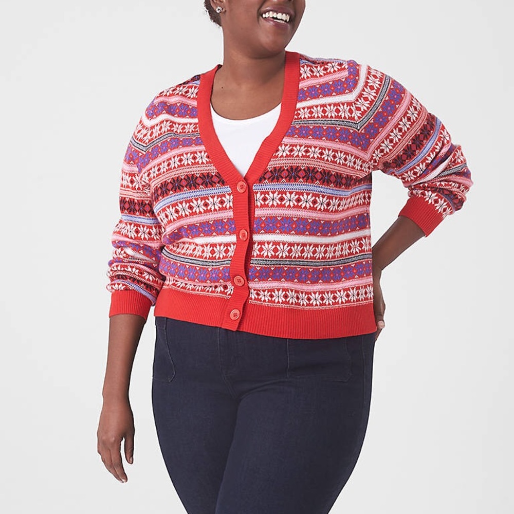 Lane Bryant Classic Button-Front Fair Isle Cardigan